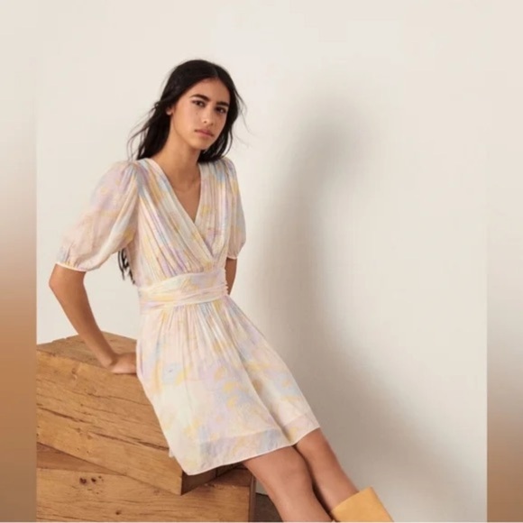 ba&sh Noam Puff Sleeve Mini Dress - NWT Size M - Picture 2 of 7